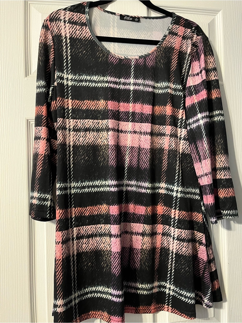 Women’s dress Lily by Firmiana  Black and Pink Plaid Dress -